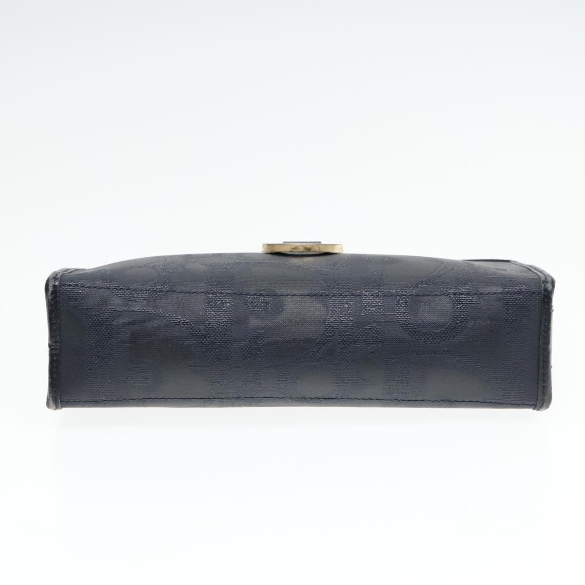 Christian Dior Trotter Canvas Clutch Bag Navy Gold Auth ep5985