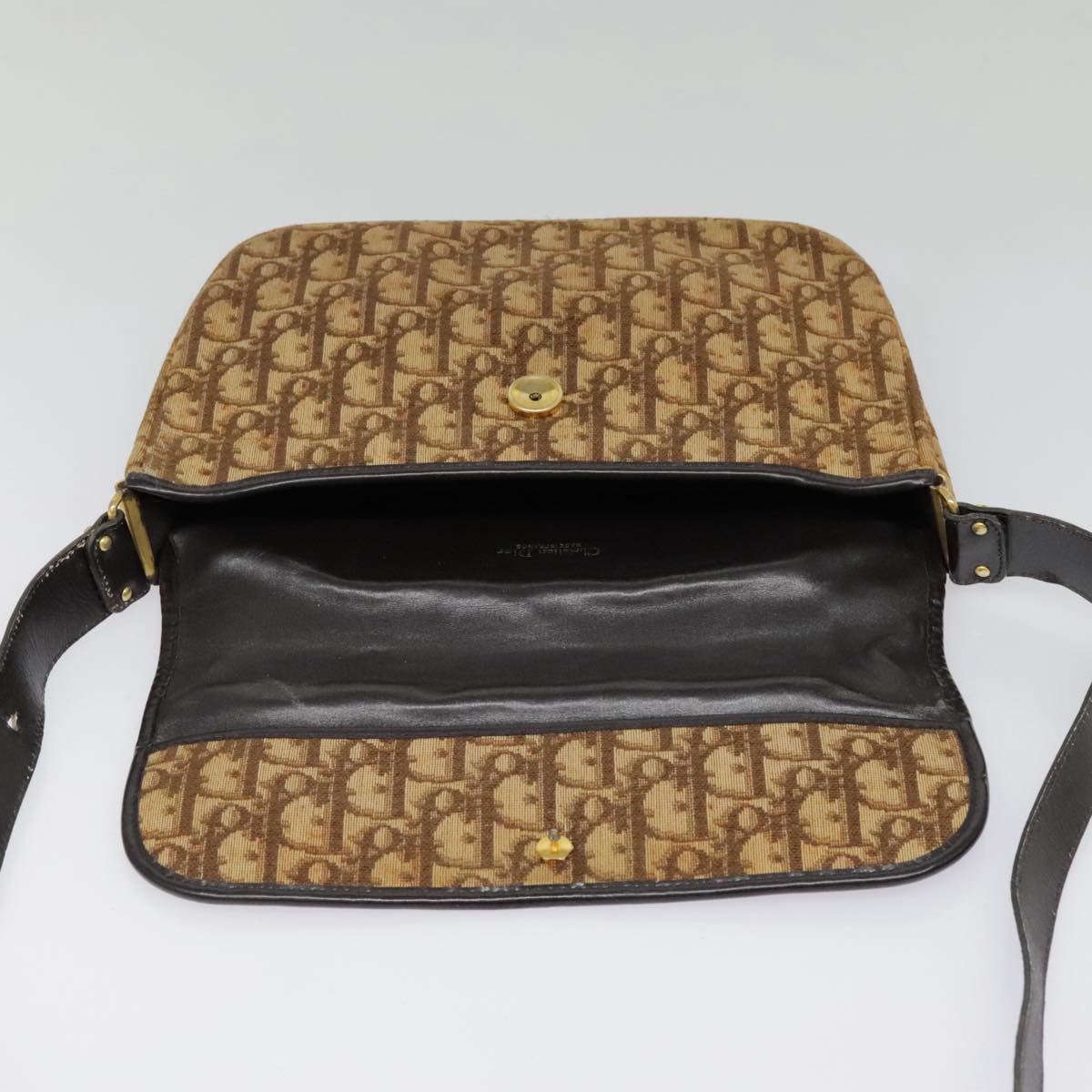 Christian Dior Trotter Canvas Shoulder Bag Brown Auth ep5992