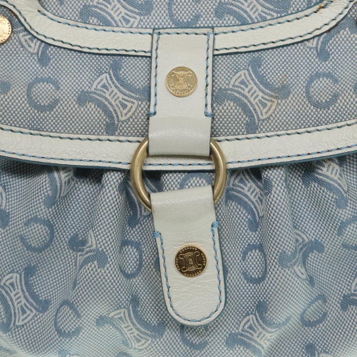 CELINE C Macadam Canvas Hand Bag Light Blue Auth ep5994