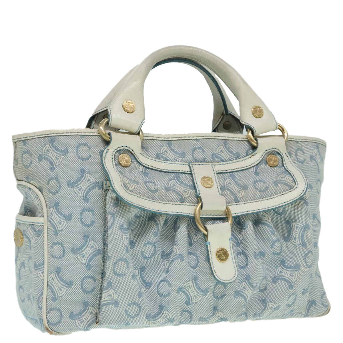 CELINE C Macadam Canvas Hand Bag Light Blue Auth ep5994