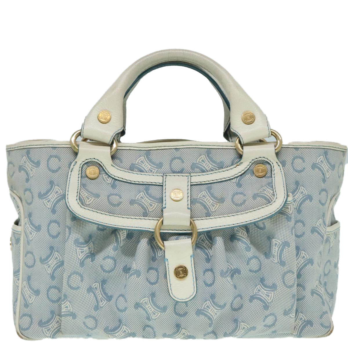 CELINE C Macadam Canvas Hand Bag Light Blue Auth ep5994 - 0