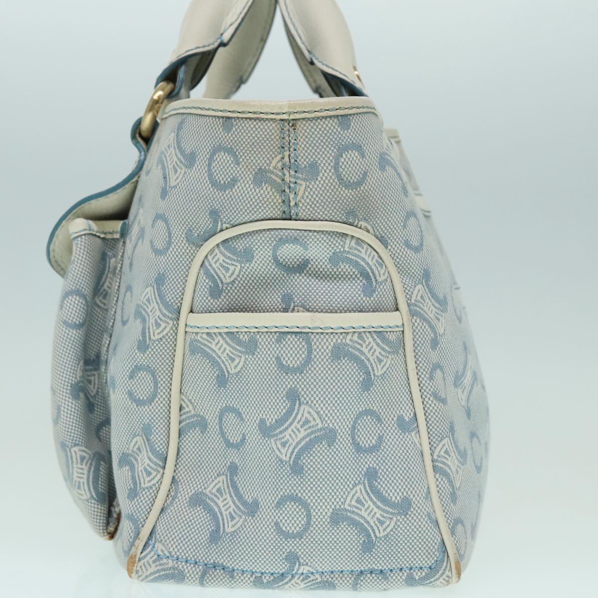 CELINE C Macadam Canvas Hand Bag Light Blue Auth ep5994