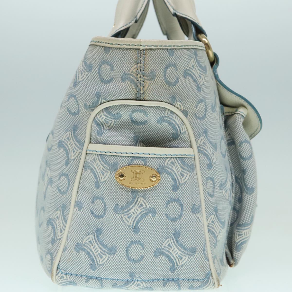 CELINE C Macadam Canvas Hand Bag Light Blue Auth ep5994