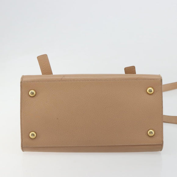 SAINT LAURENT Handtas Leer 2-weg Beige Goud 313499 Auth ep5999