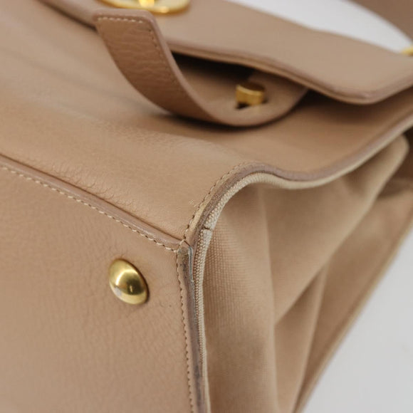 SAINT LAURENT Handtas Leer 2-weg Beige Goud 313499 Auth ep5999
