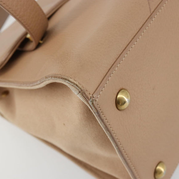 SAINT LAURENT Handtas Leer 2-weg Beige Goud 313499 Auth ep5999
