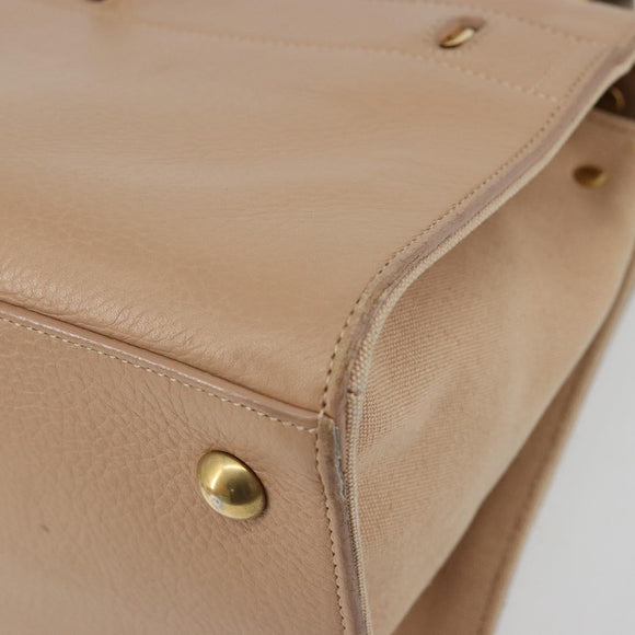 SAINT LAURENT Handtas Leer 2-weg Beige Goud 313499 Auth ep5999