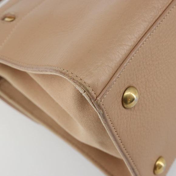 SAINT LAURENT Handtas Leer 2-weg Beige Goud 313499 Auth ep5999
