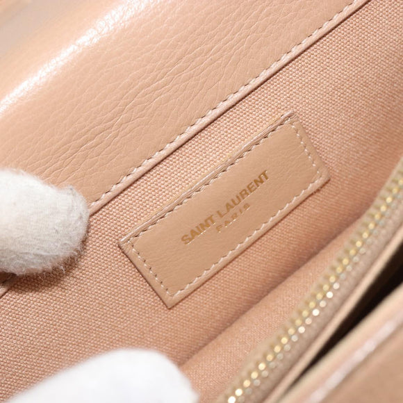 SAINT LAURENT Handtas Leer 2-weg Beige Goud 313499 Auth ep5999