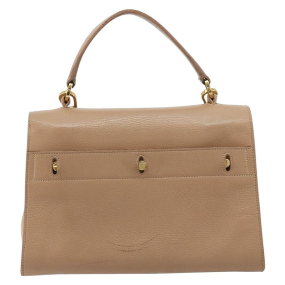SAINT LAURENT Handtas Leer 2-weg Beige Goud 313499 Auth ep5999