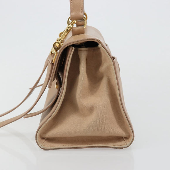 SAINT LAURENT Handtas Leer 2-weg Beige Goud 313499 Auth ep5999