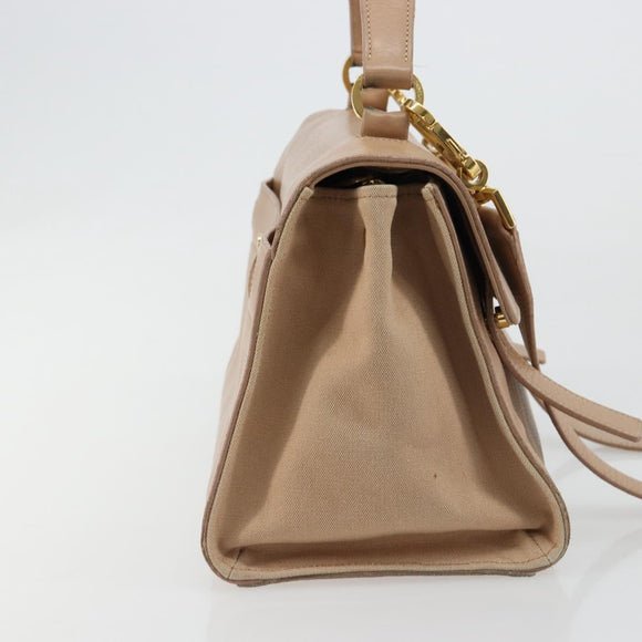 SAINT LAURENT Handtas Leer 2-weg Beige Goud 313499 Auth ep5999