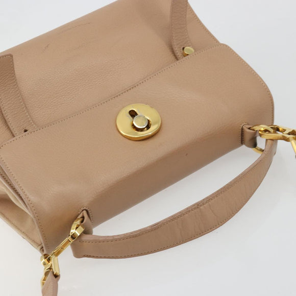 SAINT LAURENT Handtas Leer 2-weg Beige Goud 313499 Auth ep5999