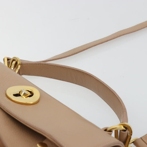 SAINT LAURENT Handtas Leer 2-weg Beige Goud 313499 Auth ep5999