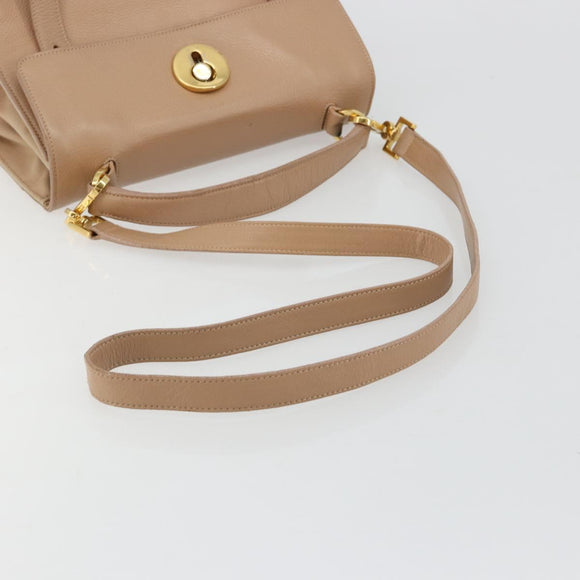 SAINT LAURENT Handtas Leer 2-weg Beige Goud 313499 Auth ep5999