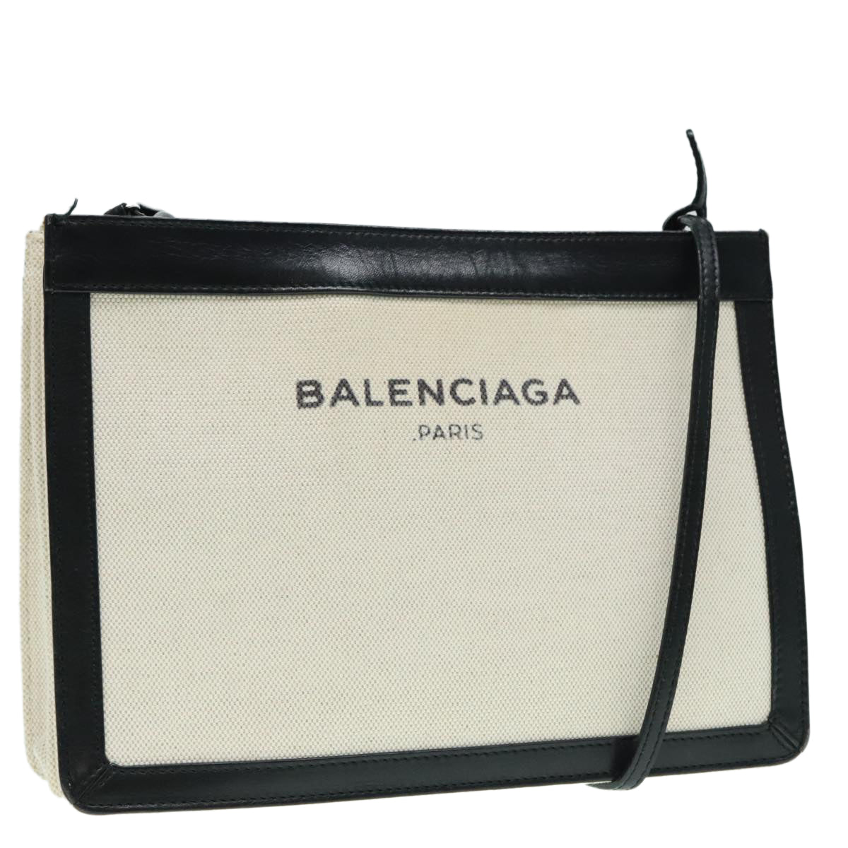 BALENCIAGA Shoulder Bag Canvas Black White 339937 Auth ep6004