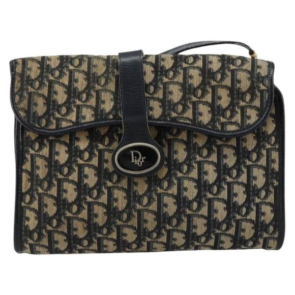 Christian Dior Trotter Canvas Shoulder Bag Navy Auth ep6005