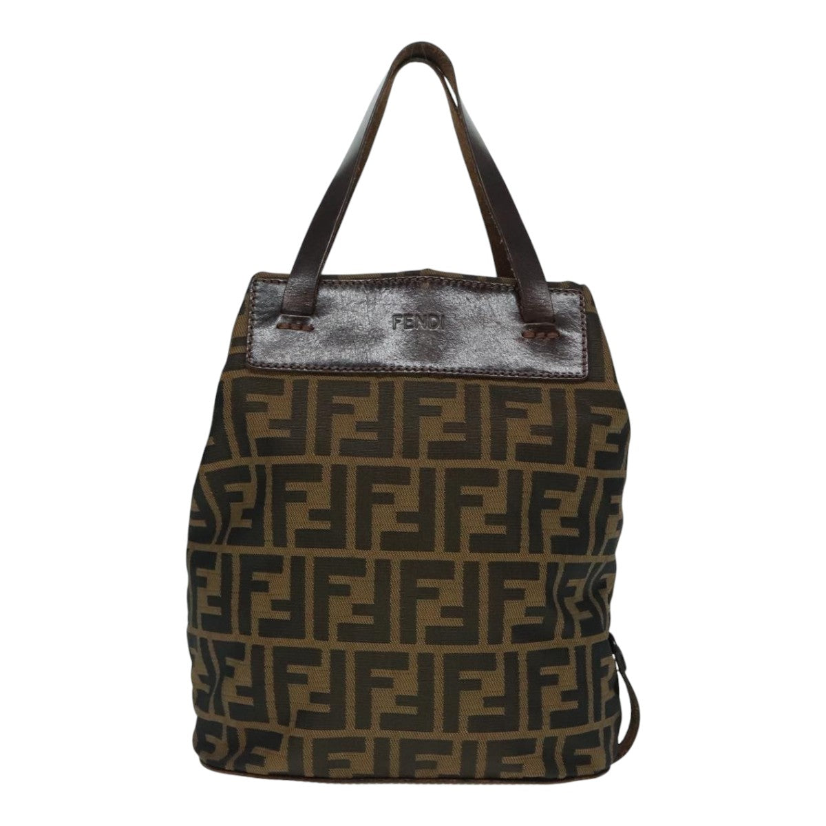 FENDI Zucca Canvas Hand Bag Brown Black Auth ep6007