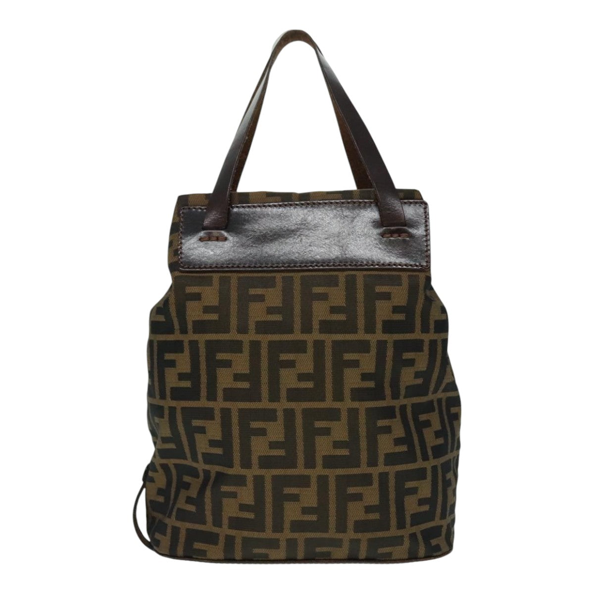 FENDI Zucca Canvas Hand Bag Brown Black Auth ep6007 - 0