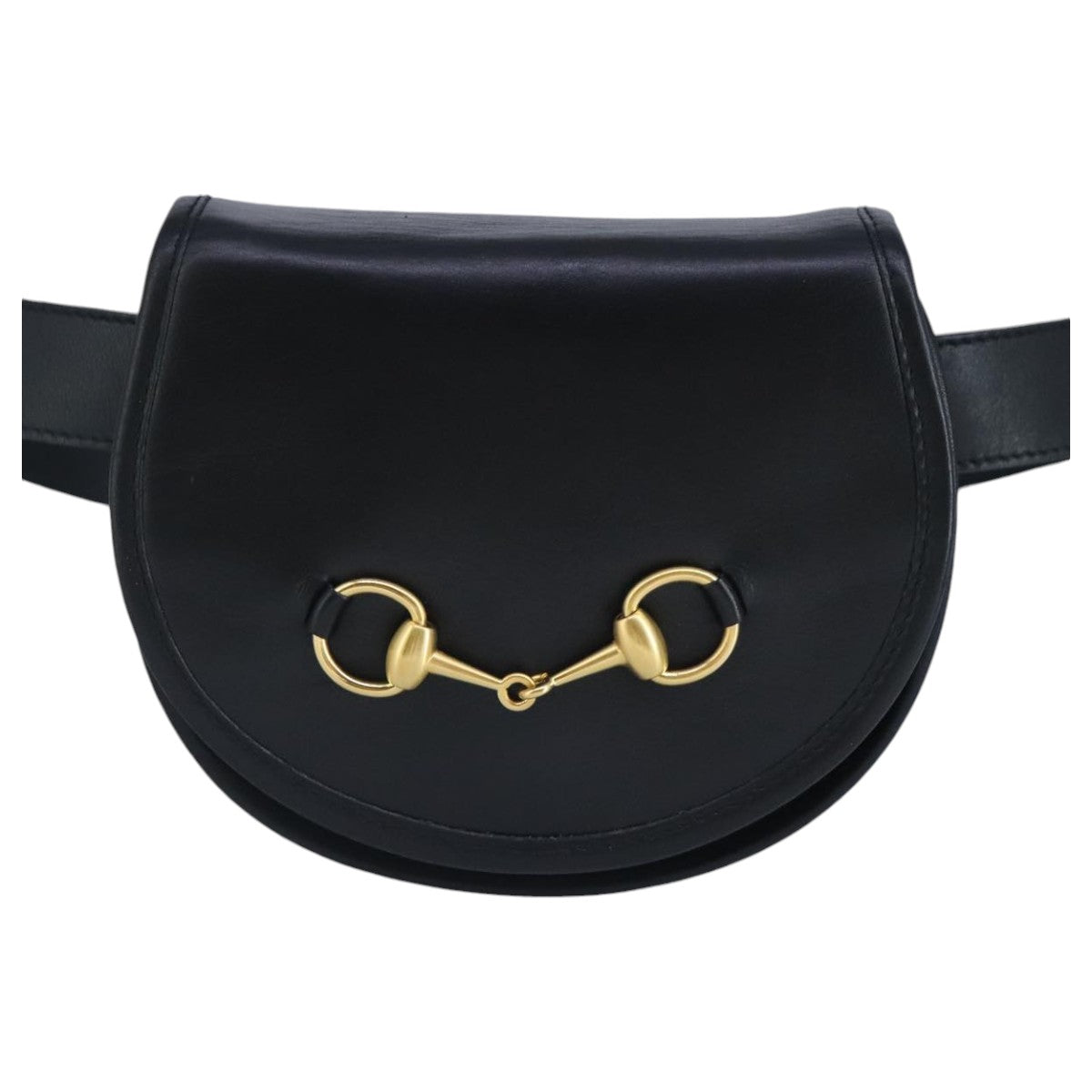 GUCCI Waist bag Leather Black Gold Auth ep6019 - 0