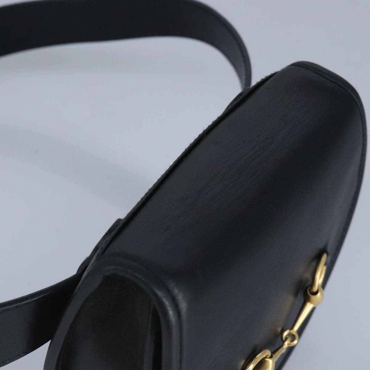 GUCCI Waist bag Leather Black Gold Auth ep6019