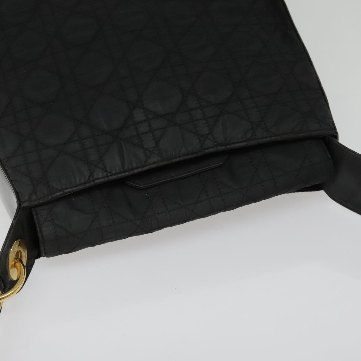 Christian Dior Canage Shoulder Bag Nylon Black Gold Auth ep6021