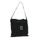 FENDI Zucca Canvas Shoulder Bag Nylon Black Silver Auth ep6025-1