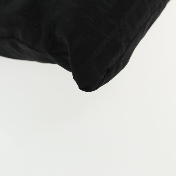 FENDI Zucca Canvas Shoulder Bag Nylon Black Silver Auth ep6025