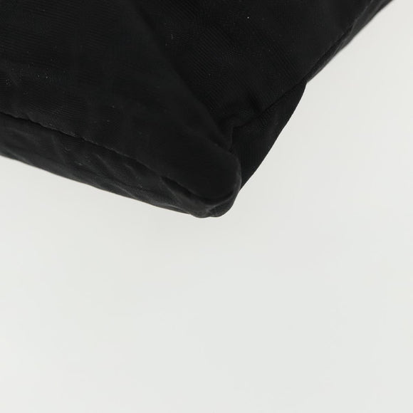 FENDI Zucca Canvas Shoulder Bag Nylon Black Silver Auth ep6025