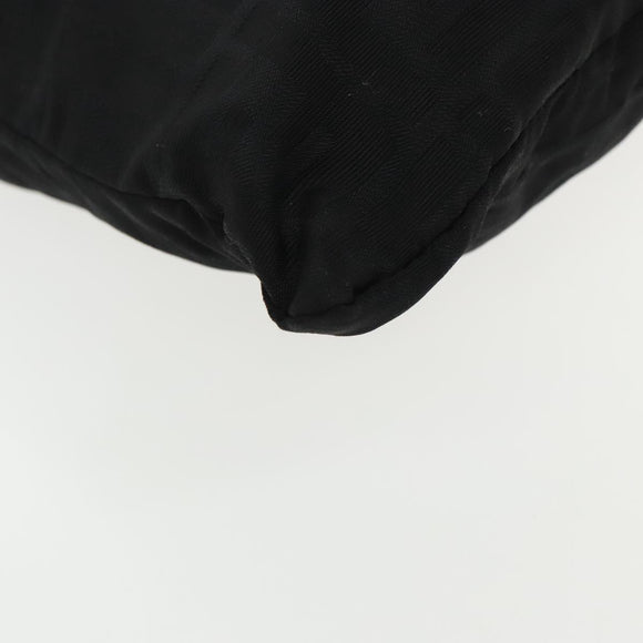 FENDI Zucca Canvas Shoulder Bag Nylon Black Silver Auth ep6025