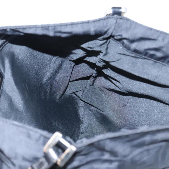 FENDI Zucca Canvas Shoulder Bag Nylon Black Silver Auth ep6025