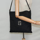 FENDI Zucca Canvas Shoulder Bag Nylon Black Silver Auth ep6025-23