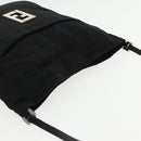 FENDI Zucca Canvas Shoulder Bag Nylon Black Silver Auth ep6025-6