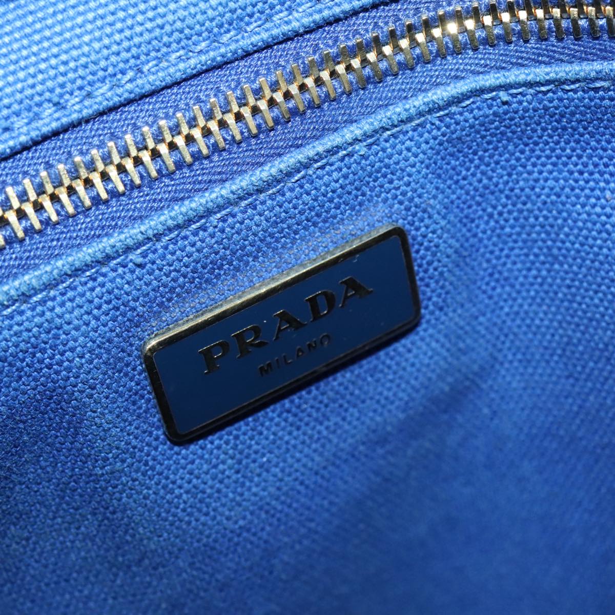 PRADA Canapa MM Hand Bag Canvas Blue Auth ep6033