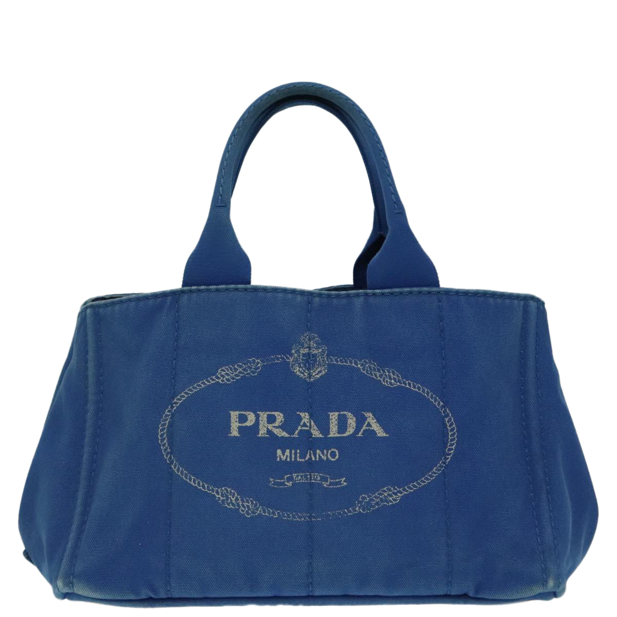 PRADA Canapa MM Hand Bag Canvas Blue Auth ep6033