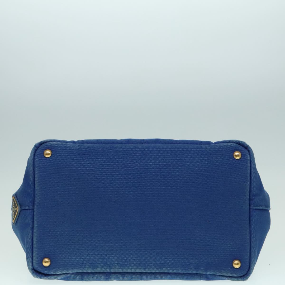 PRADA Canapa MM Hand Bag Canvas Blue Auth ep6033