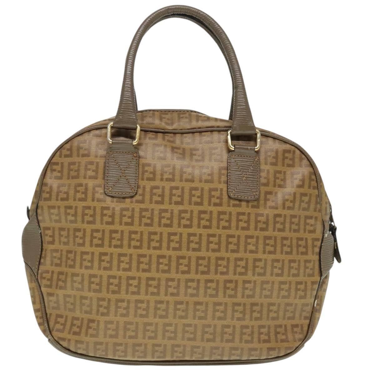 FENDI Zucchino Canvas Hand Bag Brown Gold Auth ep6039 - 0