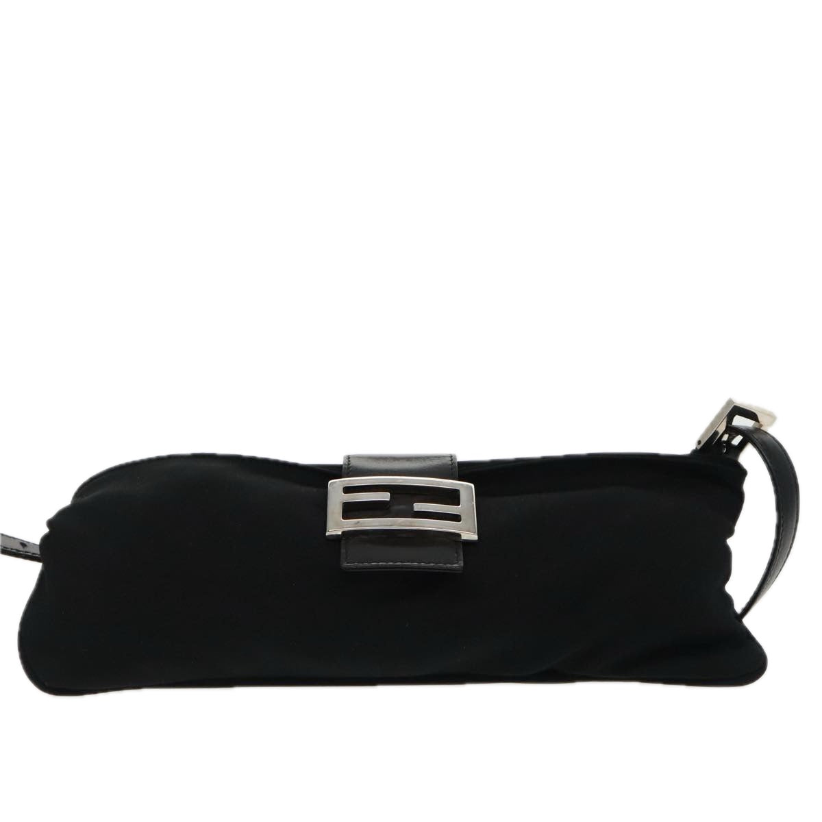 FENDI Shoulder Bag Nylon Black Silver Auth ep6065