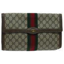 GUCCI GG Supreme Web Sherry Line Clutch Bag PVC Beige 41 014 3087 30 Auth ep6067-1