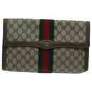 GUCCI GG Supreme Web Sherry Line Clutch Bag PVC Beige 41 014 3087 30 Auth ep6067-13