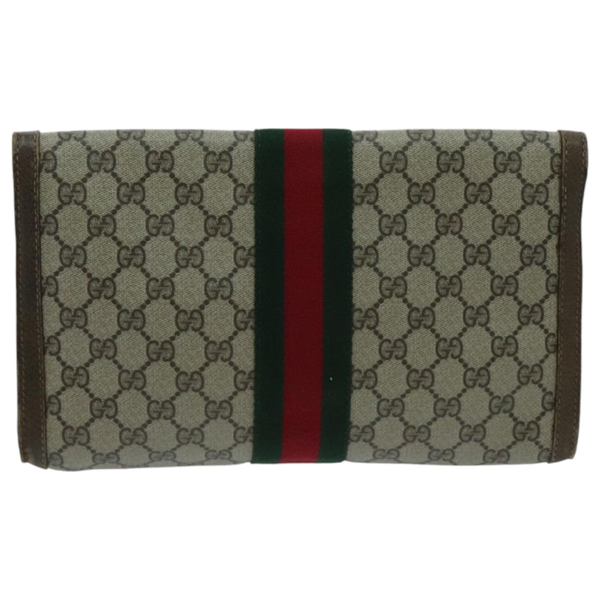 GUCCI GG Supreme Web Sherry Line Clutch Bag PVC Beige 41 014 3087 30 Auth ep6067