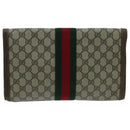 GUCCI GG Supreme Web Sherry Line Clutch Bag PVC Beige 41 014 3087 30 Auth ep6067-2