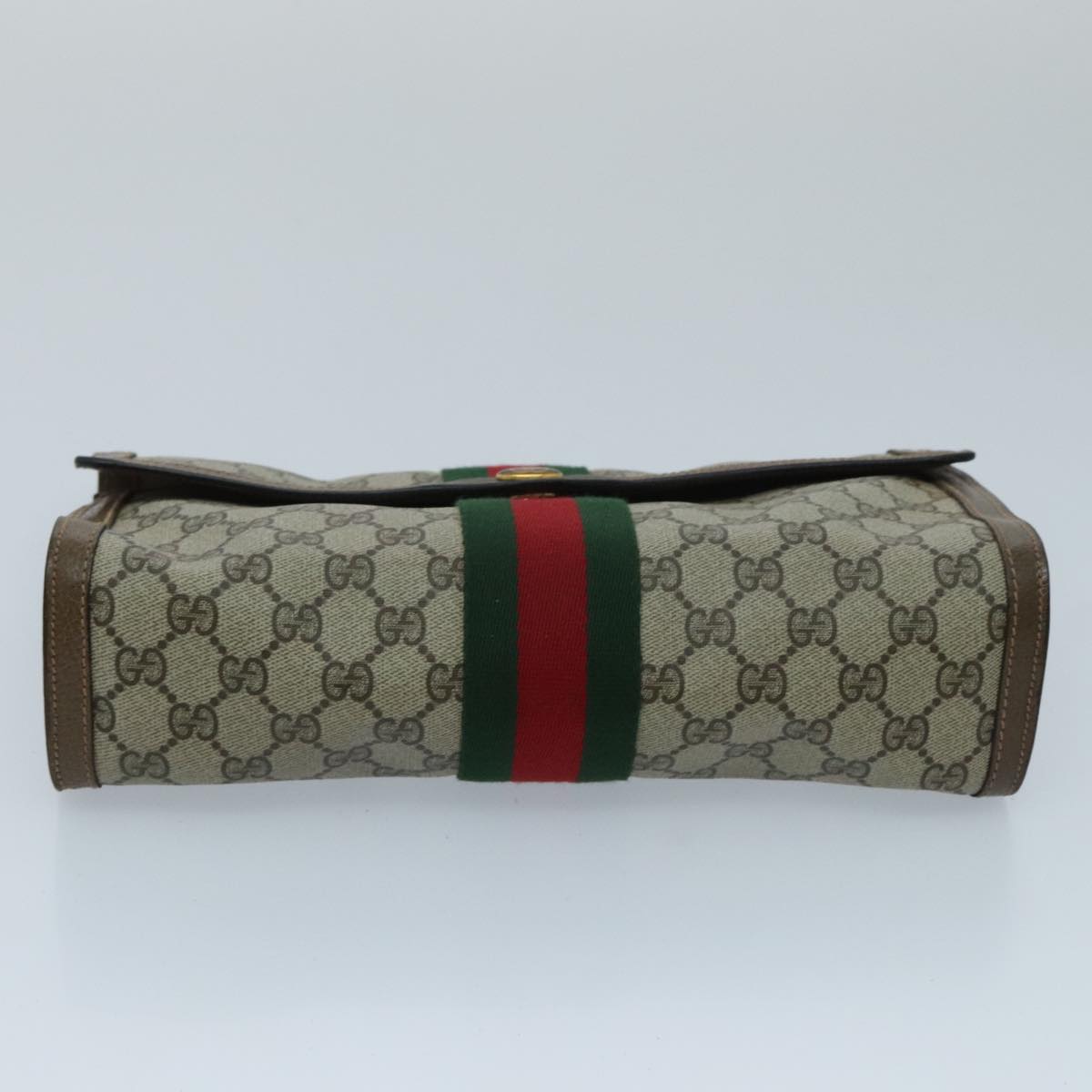 GUCCI GG Supreme Web Sherry Line Clutch Bag PVC Beige Red 89 01 007 Auth ep6068