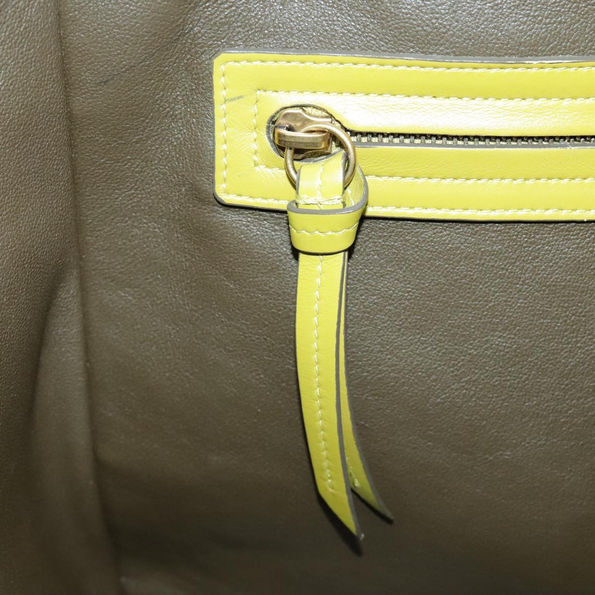 CELINE Luggage Mini Shopper Hand Bag Suede Leather LIme Green Gold Auth ep6071