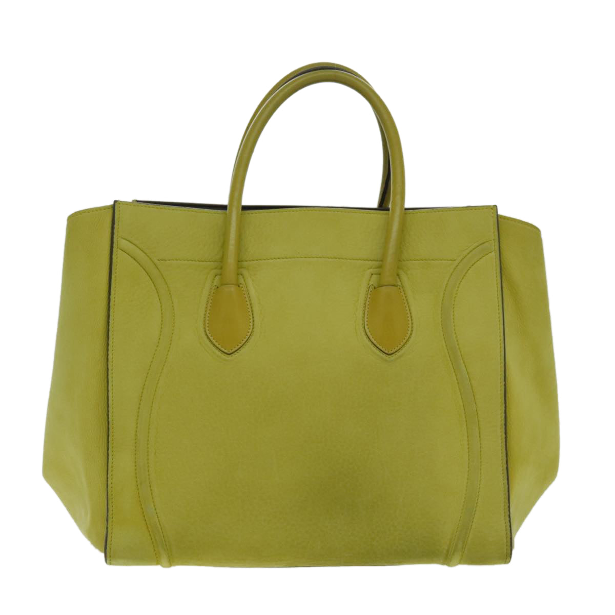 CELINE Luggage Mini Shopper Hand Bag Suede Leather LIme Green Gold Auth ep6071 - 0