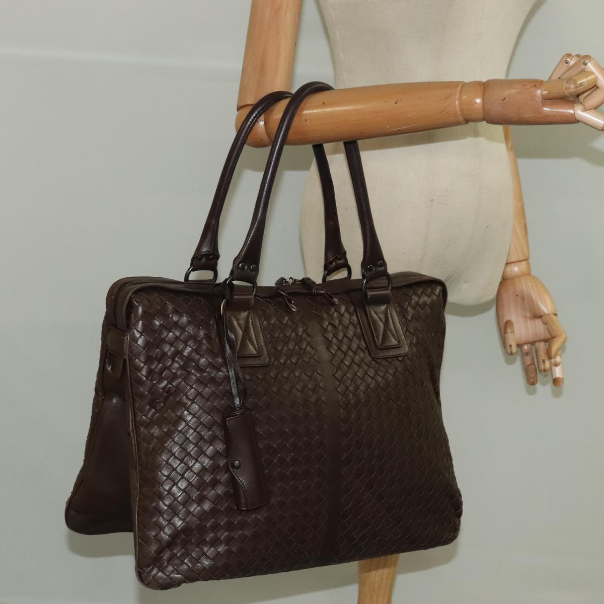 BOTTEGA VENETA INTRECCIATO Hand Bag Leather Black Auth ep6081