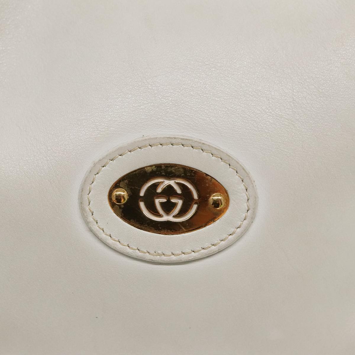 GUCCI Shoulder Bag Leather White Gold 007 115 5294 Auth ep6095