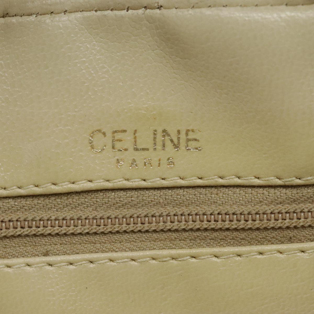 CELINE Shoulder Bag Leather Gold Brown Auth ep6098