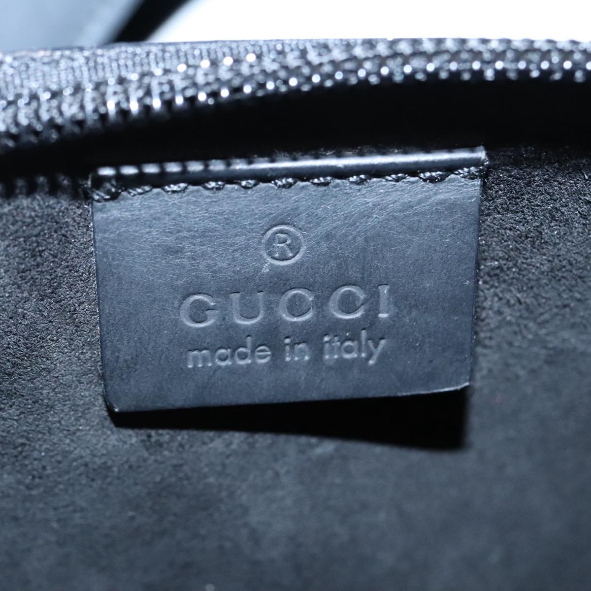 GUCCI Shoulder Bag Leather Black Silver 001 1978 Auth ep6104