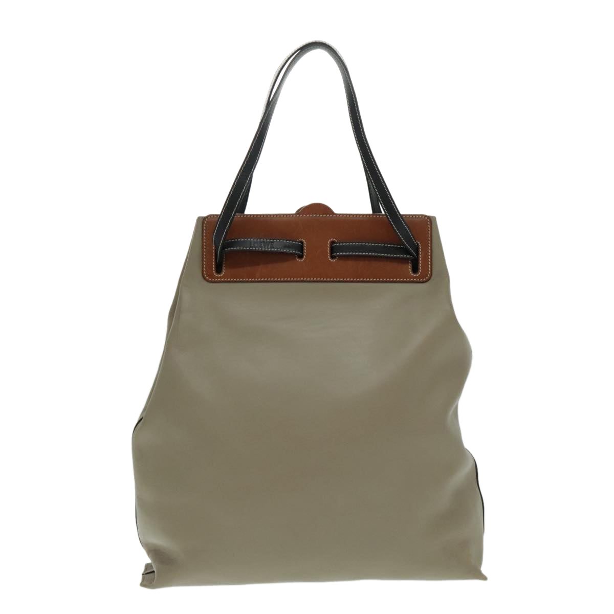 LOEWE Razo Tote Bag Leather Beige Auth ep6105 - 0